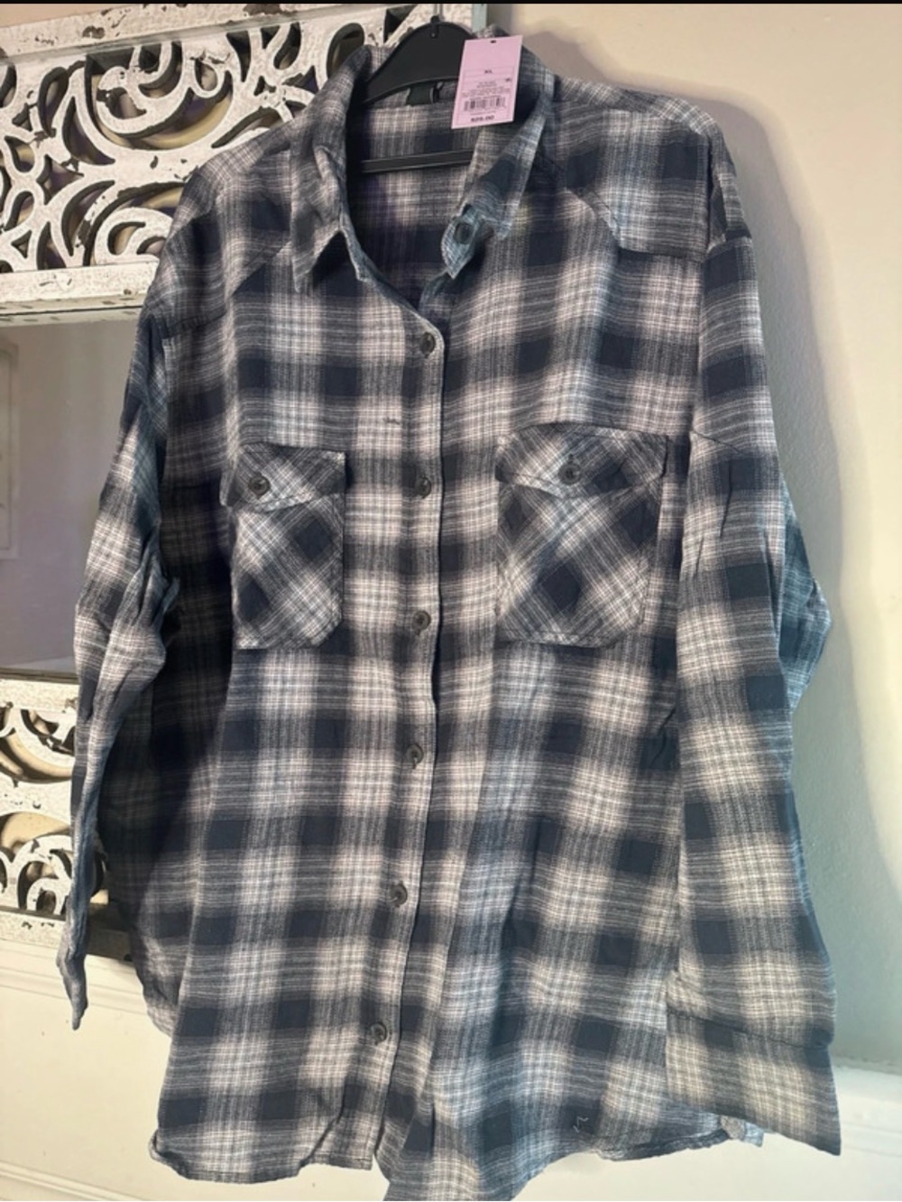 Women’s 100% Plaid Flannel Shirt - Gray/Black